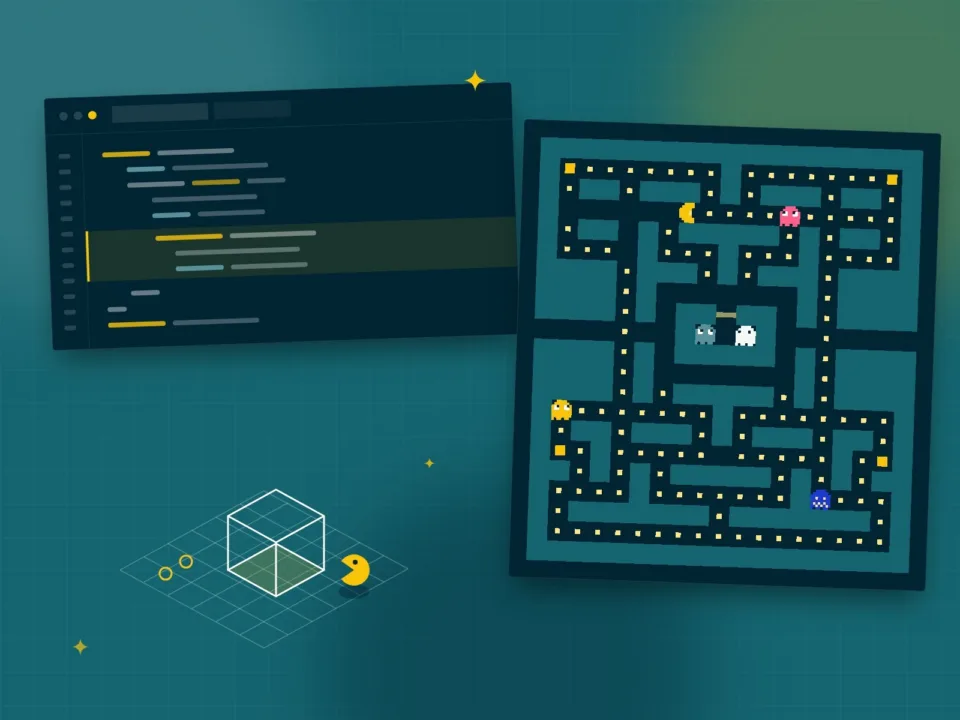 Éditeur de code, assistant et scène de jeu 3D en fil de fer