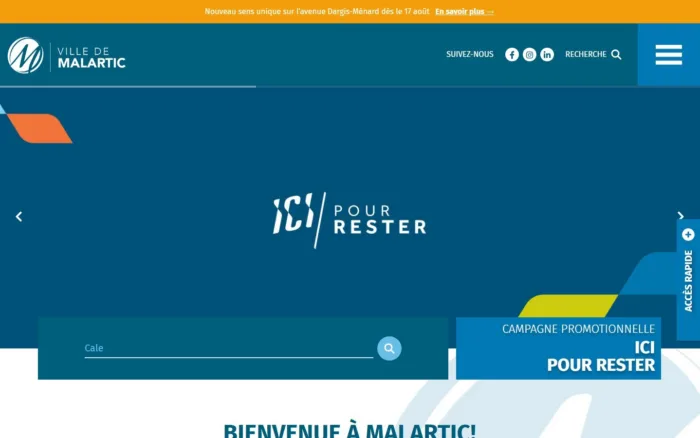 Ville de Malartic : accueil du site