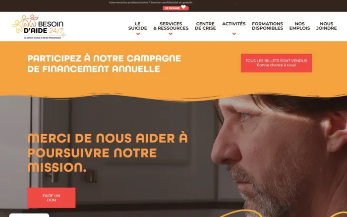 Besoin d’aide 24/7 : accueil du site