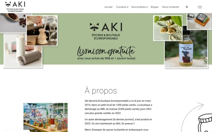 AKI : accueil de la boutique en ligne